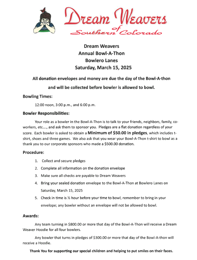 Ad for the annual Bowl-A-Thon. See below for complete text of the image