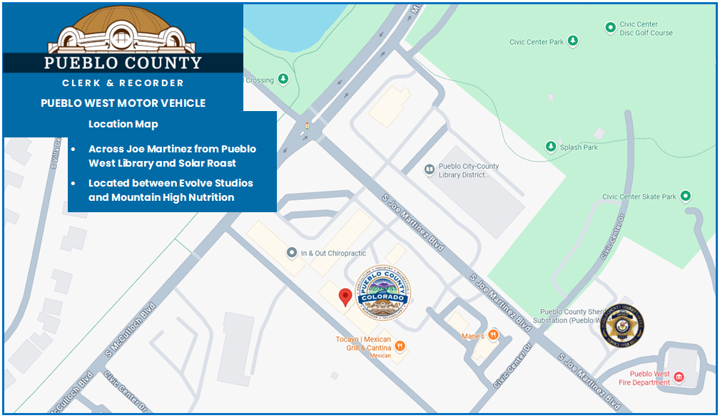 Pueblo West Motor Vehicle Office Location Map