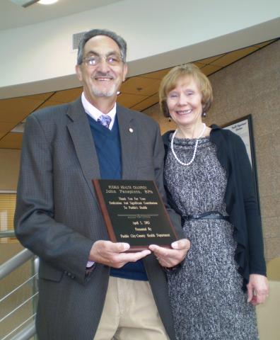  John Panepinto, BPh receiving Public Health Champion plaque 
