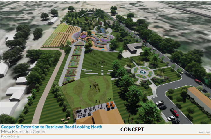 Mesa Rec Concept, seen from Cooper Street extension to Roselawn Road looking north